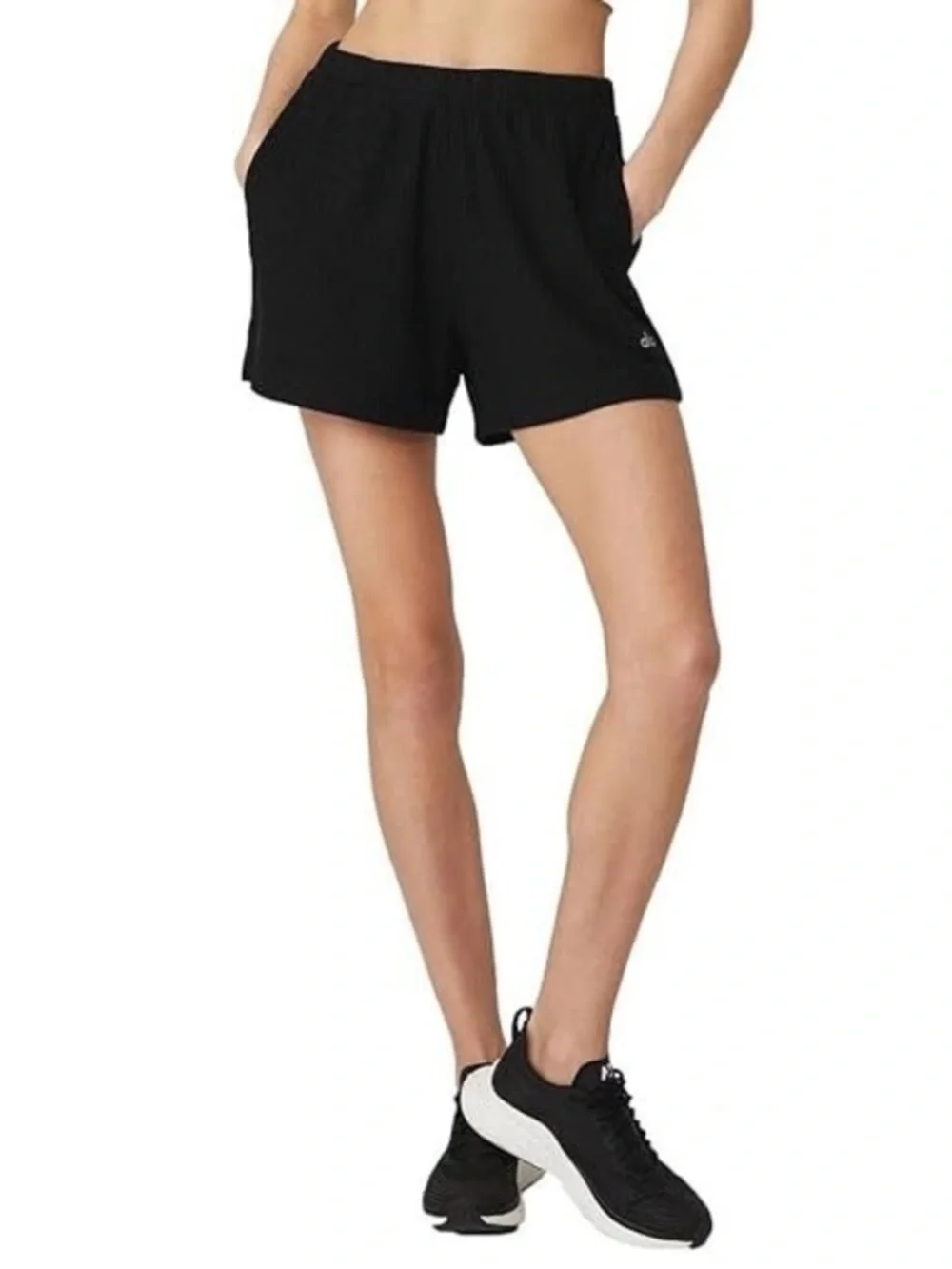 Alo Yoga Muse Ribbed Shorts Knit Black Workout Athletic Lounge Gym